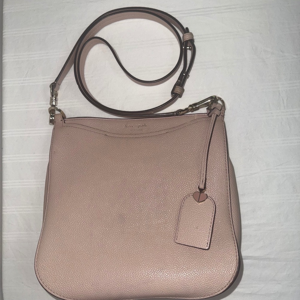 Kate Spade New York Pink Pebbled Leather Crossbody Bag Gold Hardware